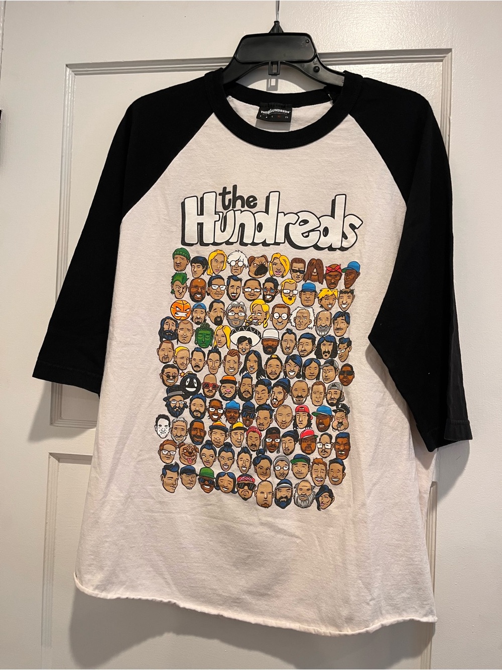 The Hundreds White & Black Raglan Tee with Colorful Character Grid